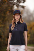 Fitted Plain Navy Polo