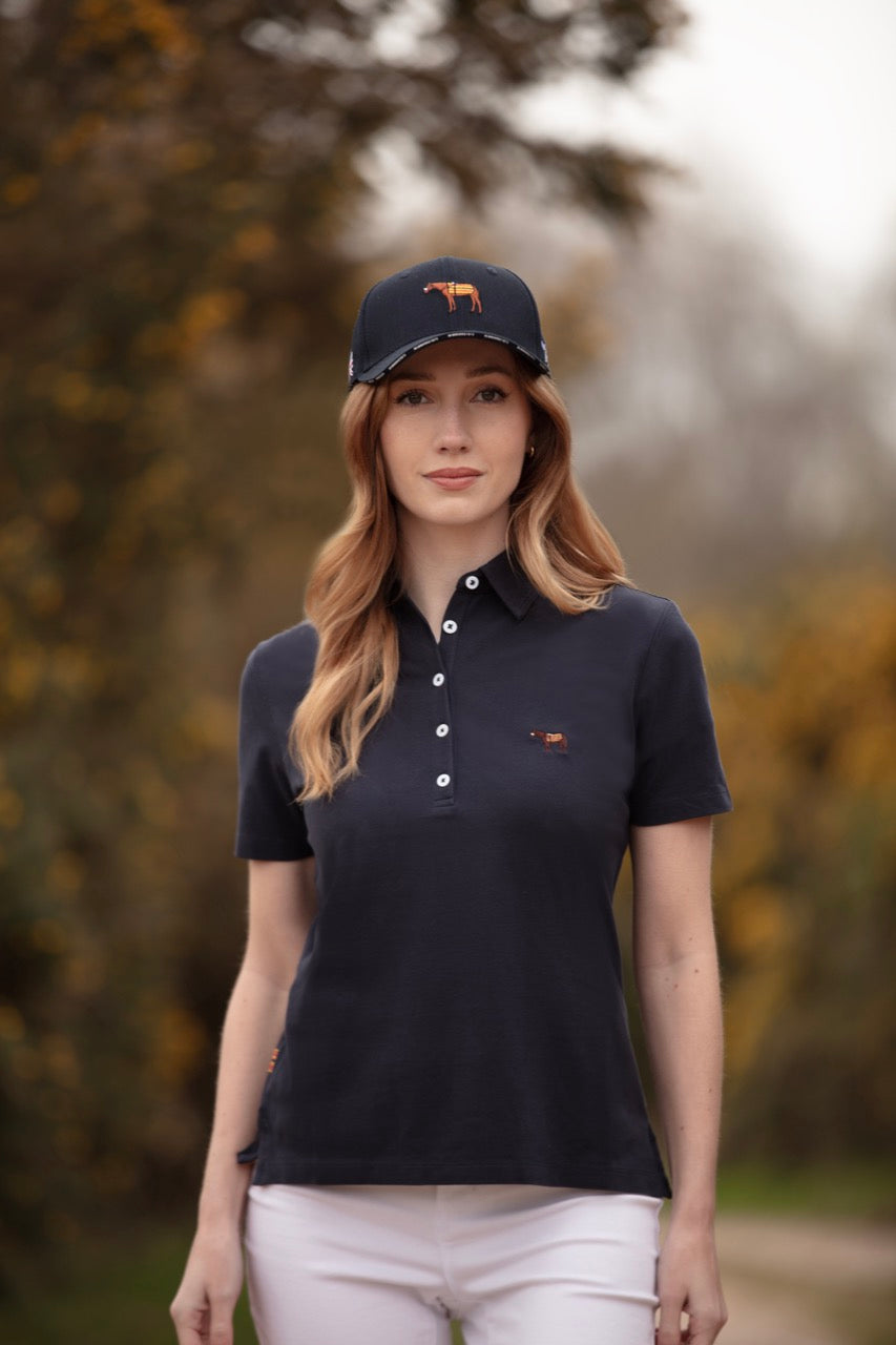 Fitted Plain Navy Polo