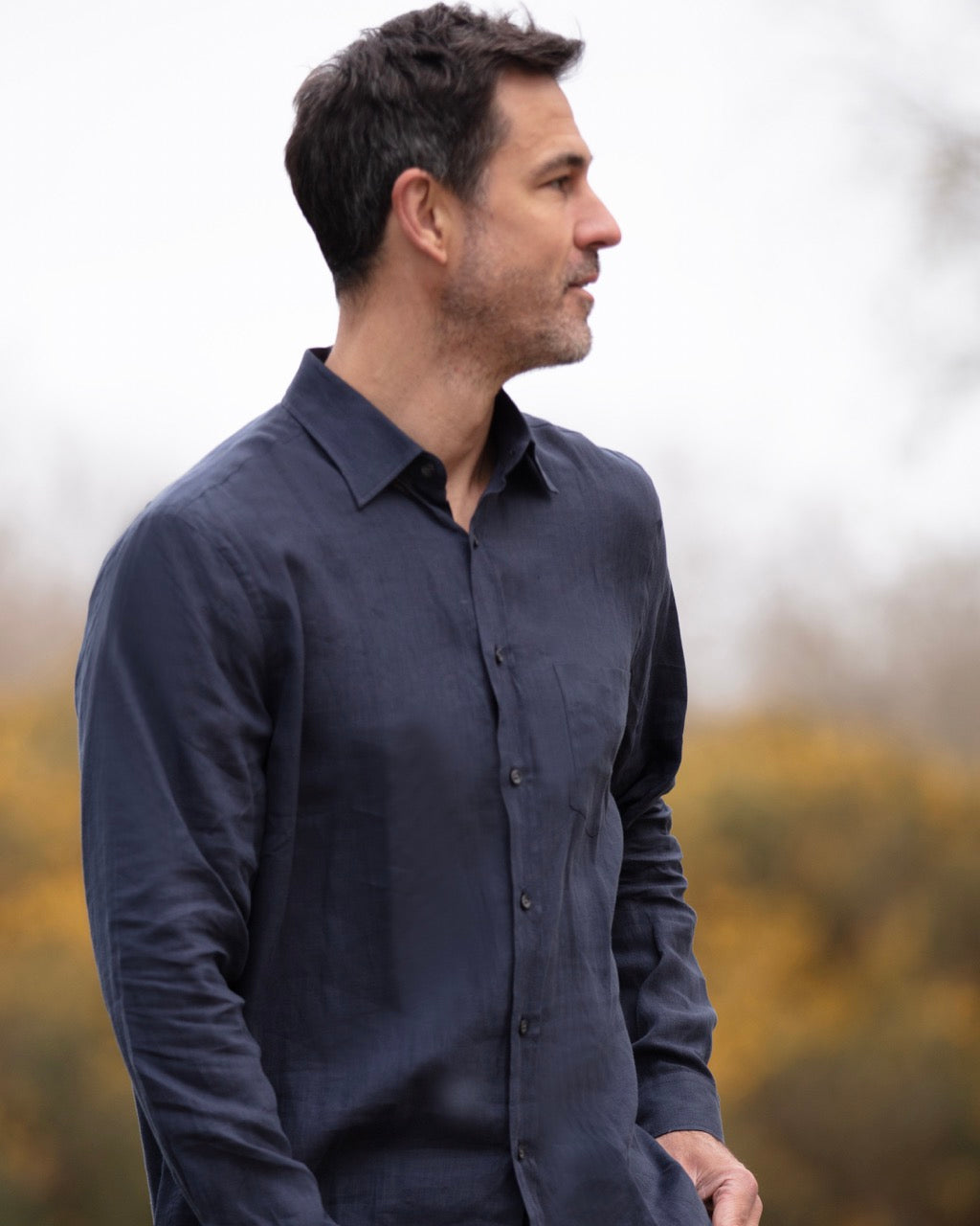 Navy Linen Shirt