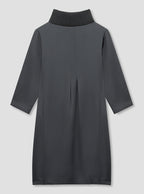 Charcoal Rib Neck Silk Dress