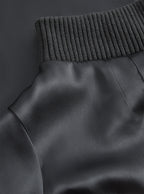 Charcoal Rib Neck Silk Dress