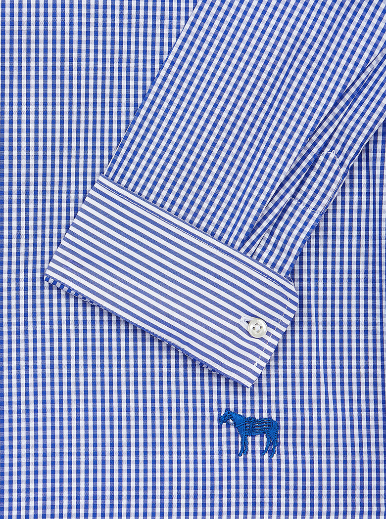 Navy Blue Gingham Check Shirt