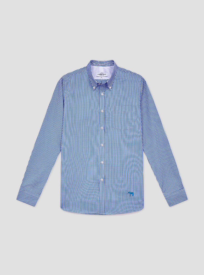 Navy Blue Gingham Check Shirt