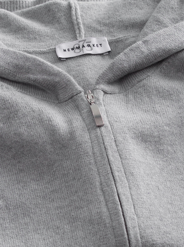 Grey Cashmere Zip Hoodie