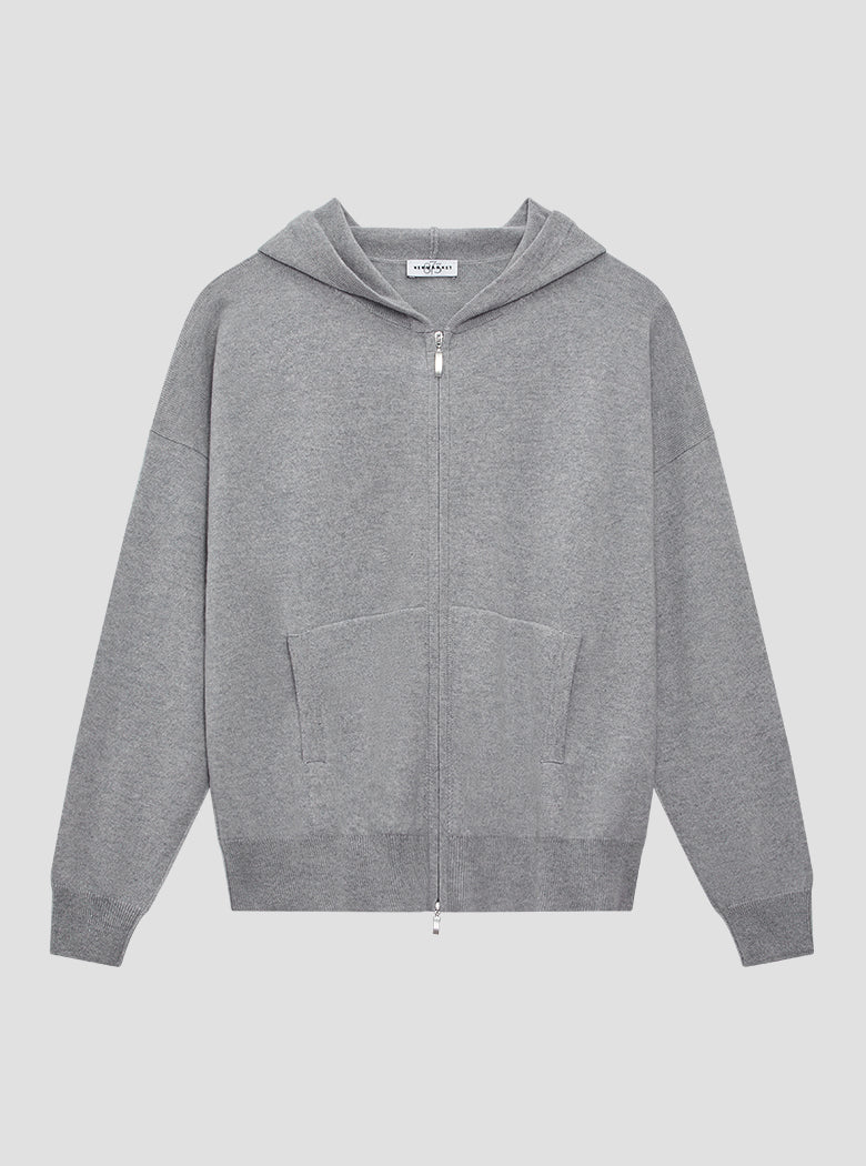 Grey Cashmere Zip Hoodie