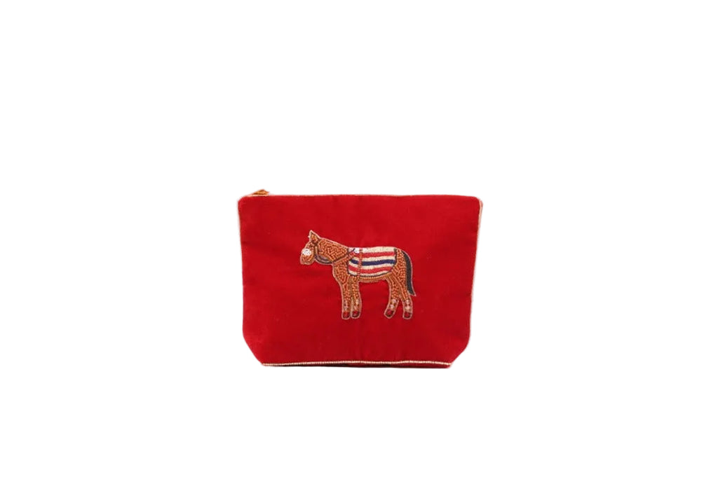 Red Beaded Horse Pouch