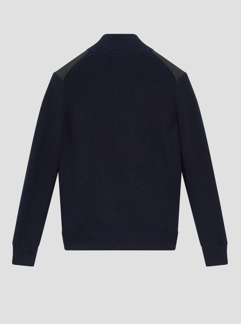Navy Beaufort Puff Front Knit Sweater