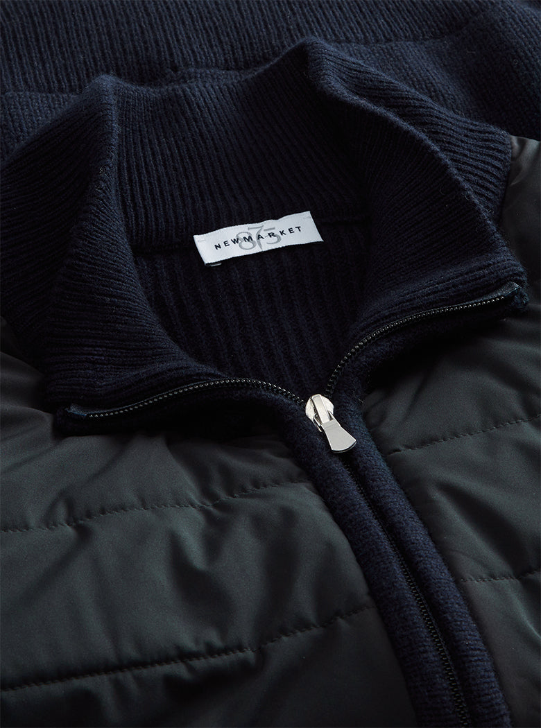 Navy Beaufort Puff Front Knit Sweater