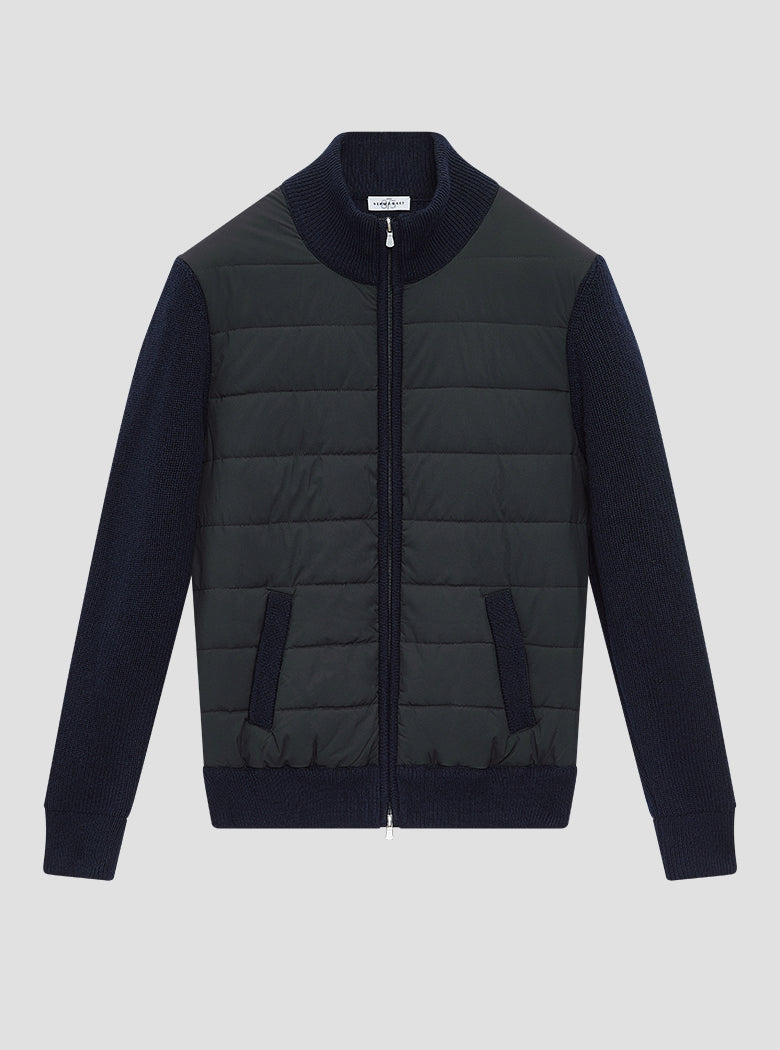 Navy Beaufort Puff Front Knit Sweater