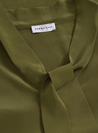 Green Silk Tie Blouse