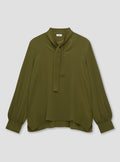 Green Silk Tie Blouse