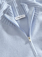 Sky Blue Felted Cashmere 1/4 Zip Knit