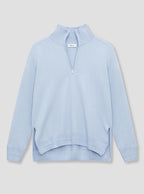 Sky Blue Felted Cashmere 1/4 Zip Knit