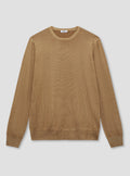 Camel Washed Crew Neck Knit