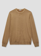 Camel Washed Crew Neck Knit