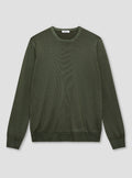 Forest Green Washed Crew Neck Knit