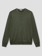 Forest Green Washed Crew Neck Knit