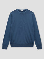 Indigo Washed Crew Neck Knit
