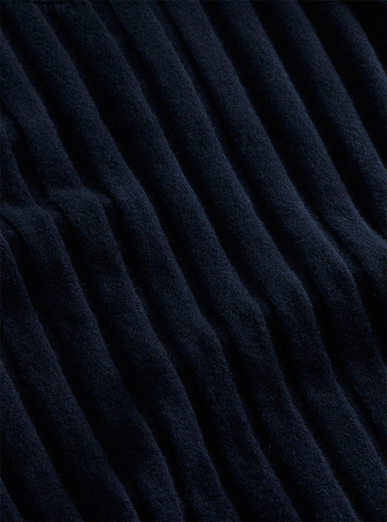 Navy Double Rib Round Neck Knit
