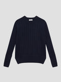 Navy Double Rib Round Neck Knit
