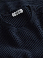Navy Ribbed Crew Neck Knit
