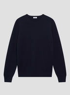 Navy Ribbed Crew Neck Knit
