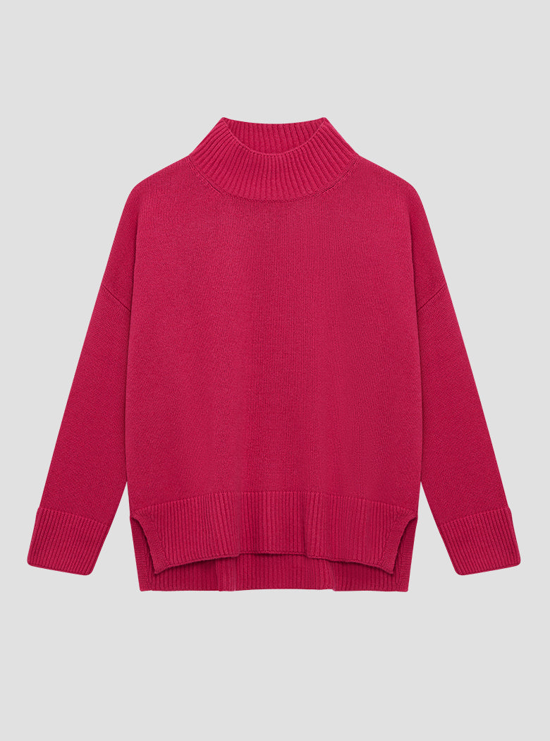 Pink Funnel Neck Knit