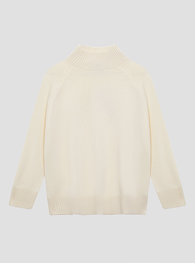 Ivory Turtleneck Cashmere Knit