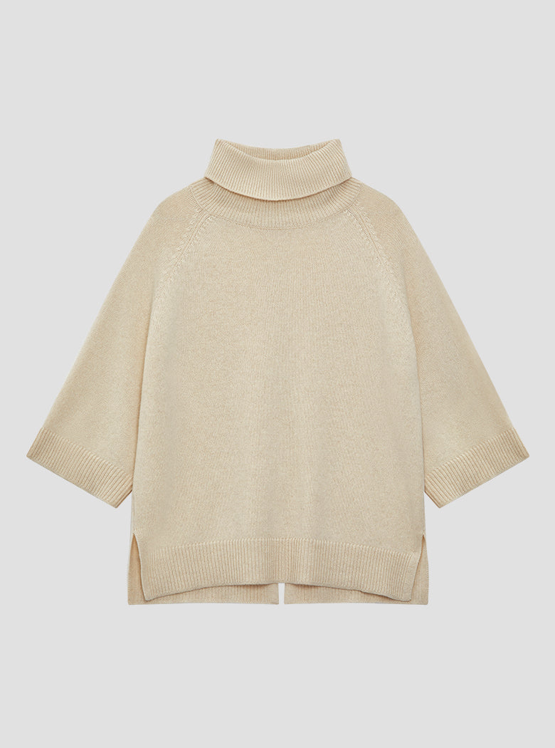 Oatmeal 3/4 Sleeve Cashmere Knit