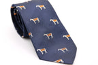 Navy with Grey Horse Jacquard Silk Tie