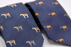 Navy with Grey Horse Jacquard Silk Tie