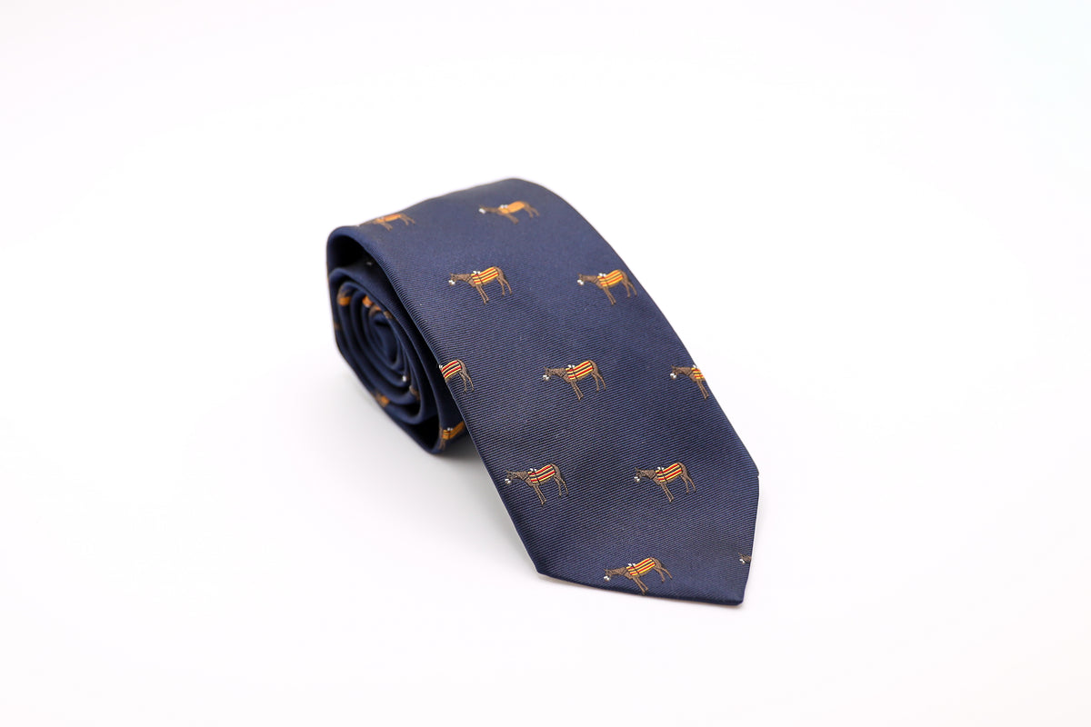 Navy with Bay Horse Jacquard Silk Tie