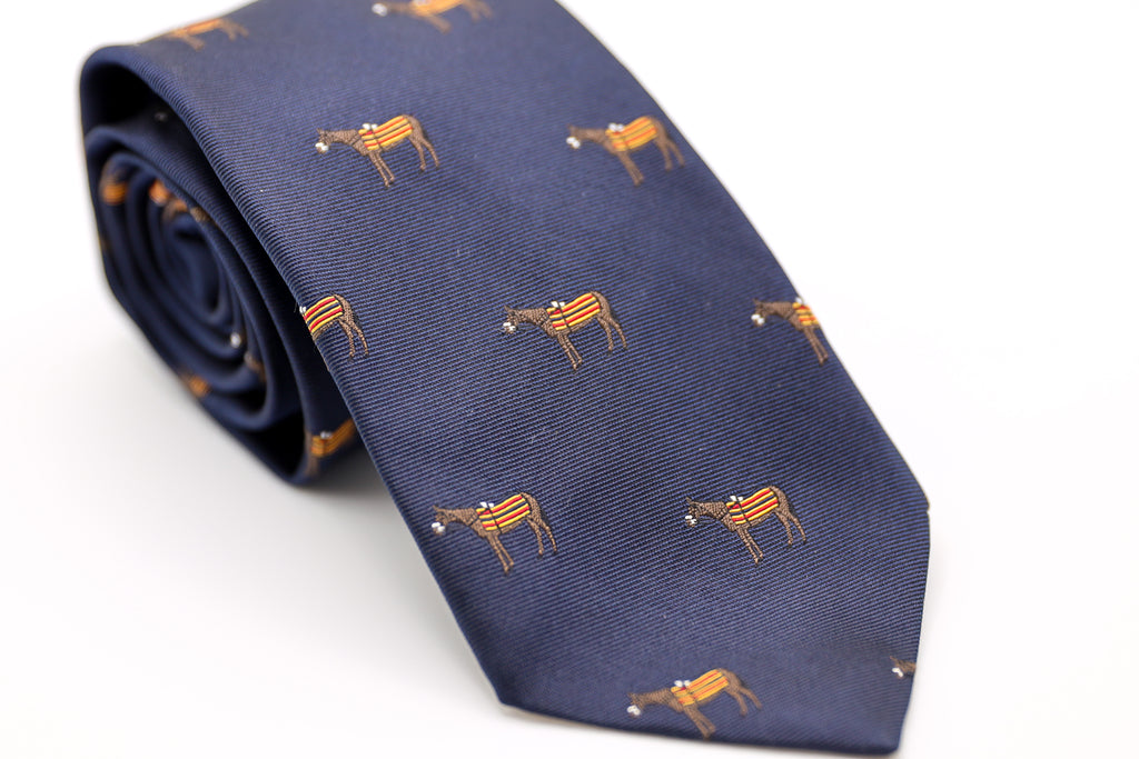 Navy with Bay Horse Jacquard Silk Tie
