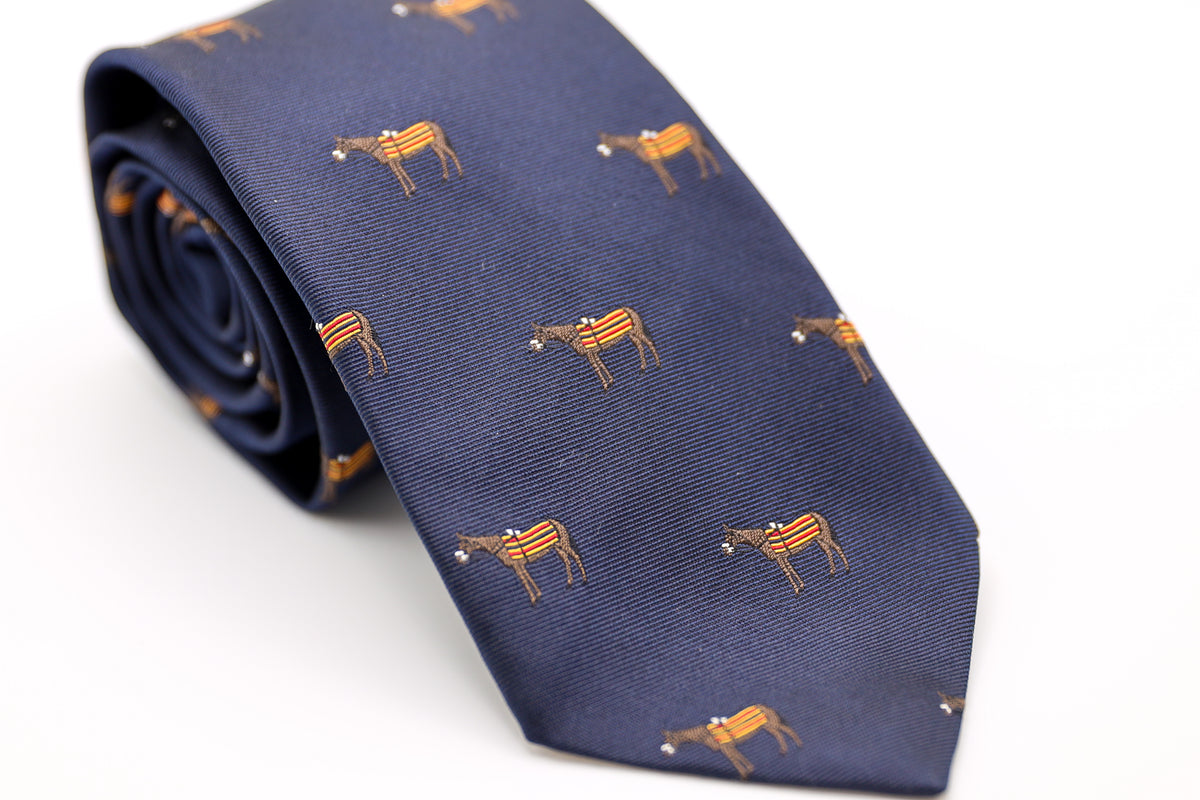Navy with Bay Horse Jacquard Silk Tie