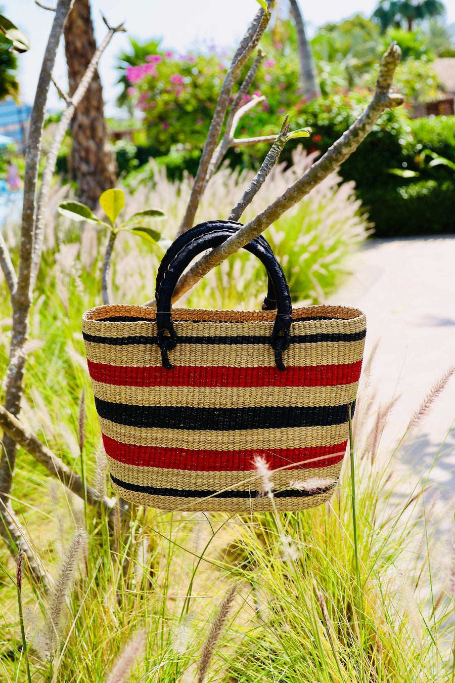 Rita Basket, Woven Bag, Natural Stripe – Newmarket 875