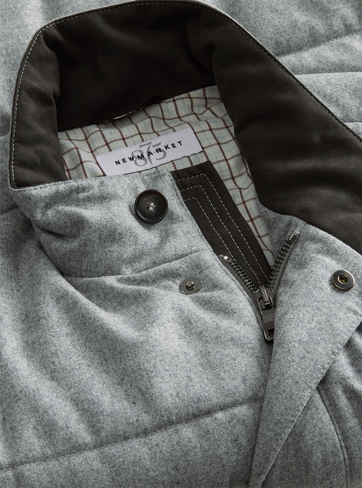 CLORE＋　Mode Barrel Gilet【Gray】 Mens Champion Gilet, Padded Quiliting, 100% Wool Shell