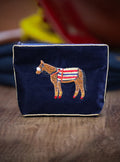 Navy Beaded Horse Pouch