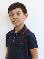 Children's Navy Tipped Polo Shirt