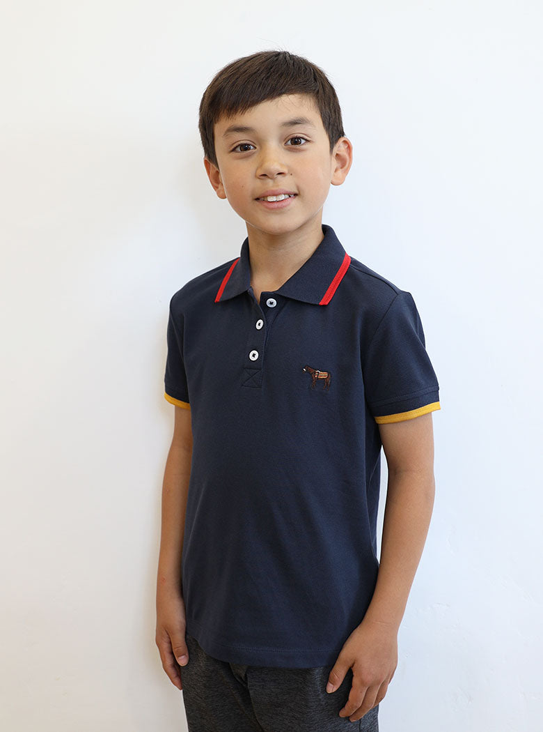 Childrens Polo Shirt, Navy Crest Cotton Polo – Newmarket 875