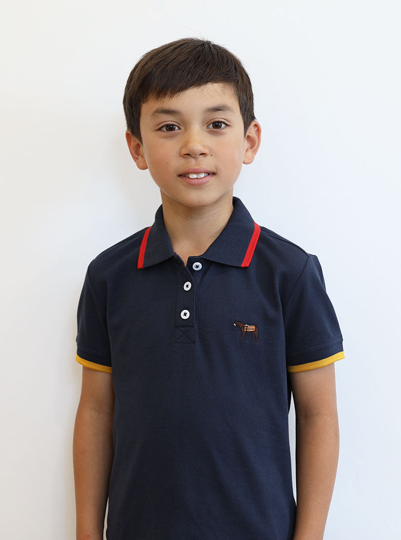 Children's Navy Tipped Polo Shirt