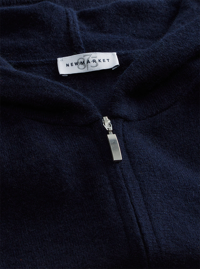 Navy Cashmere Zip Hoodie