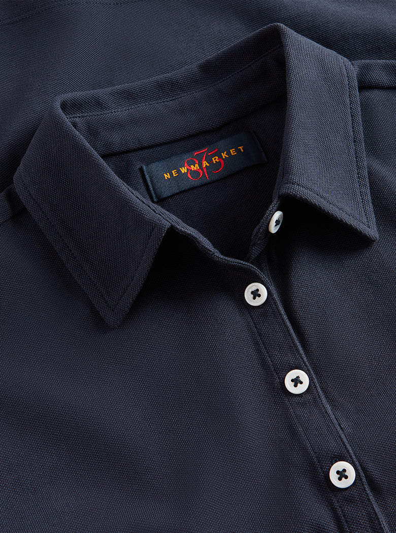 Fitted Plain Navy Polo