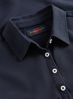 Fitted Plain Navy Polo