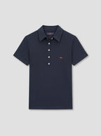 Fitted Plain Navy Polo