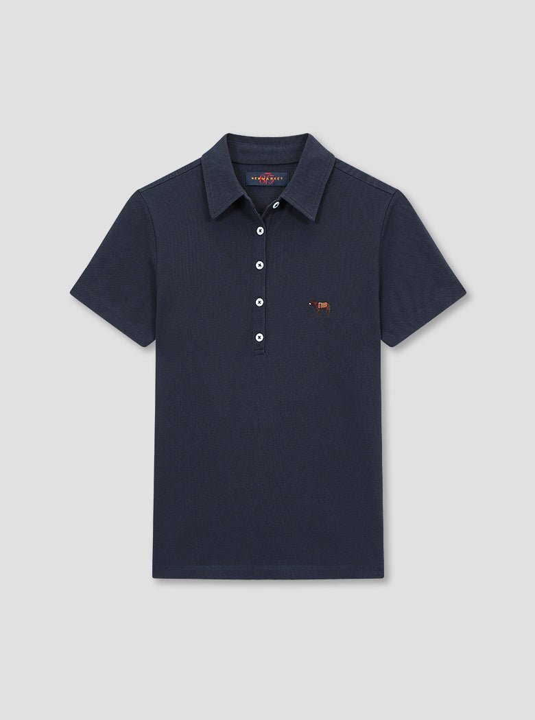 Fitted Plain Navy Polo