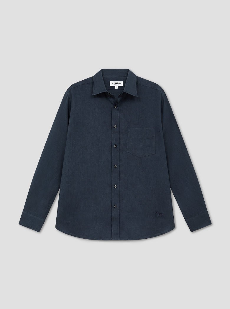 Navy Linen Shirt