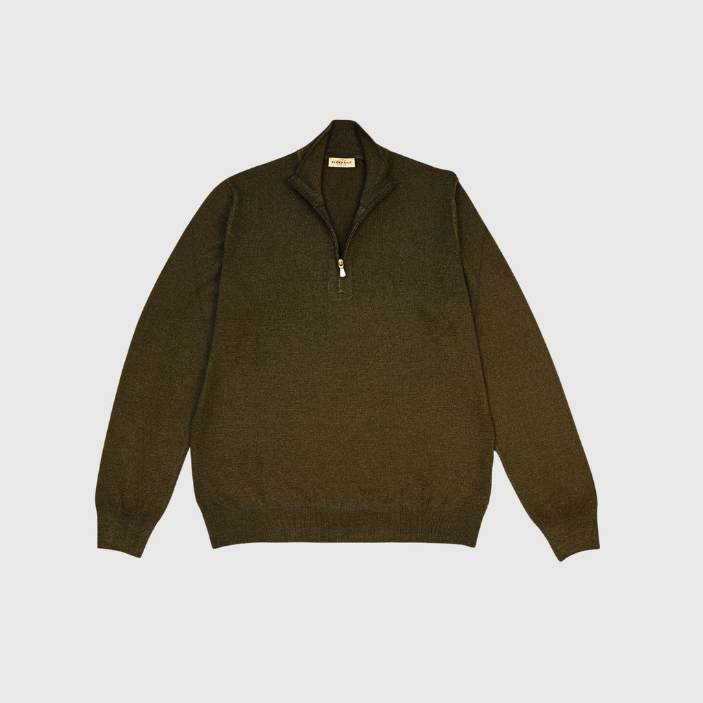 Forest Green Washed 1/4 Zip Knit