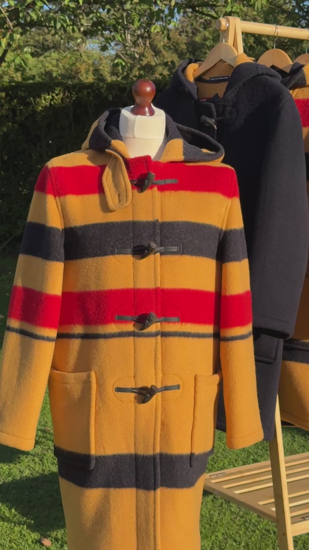 Duffle Coat Ladies Stripe Outside
